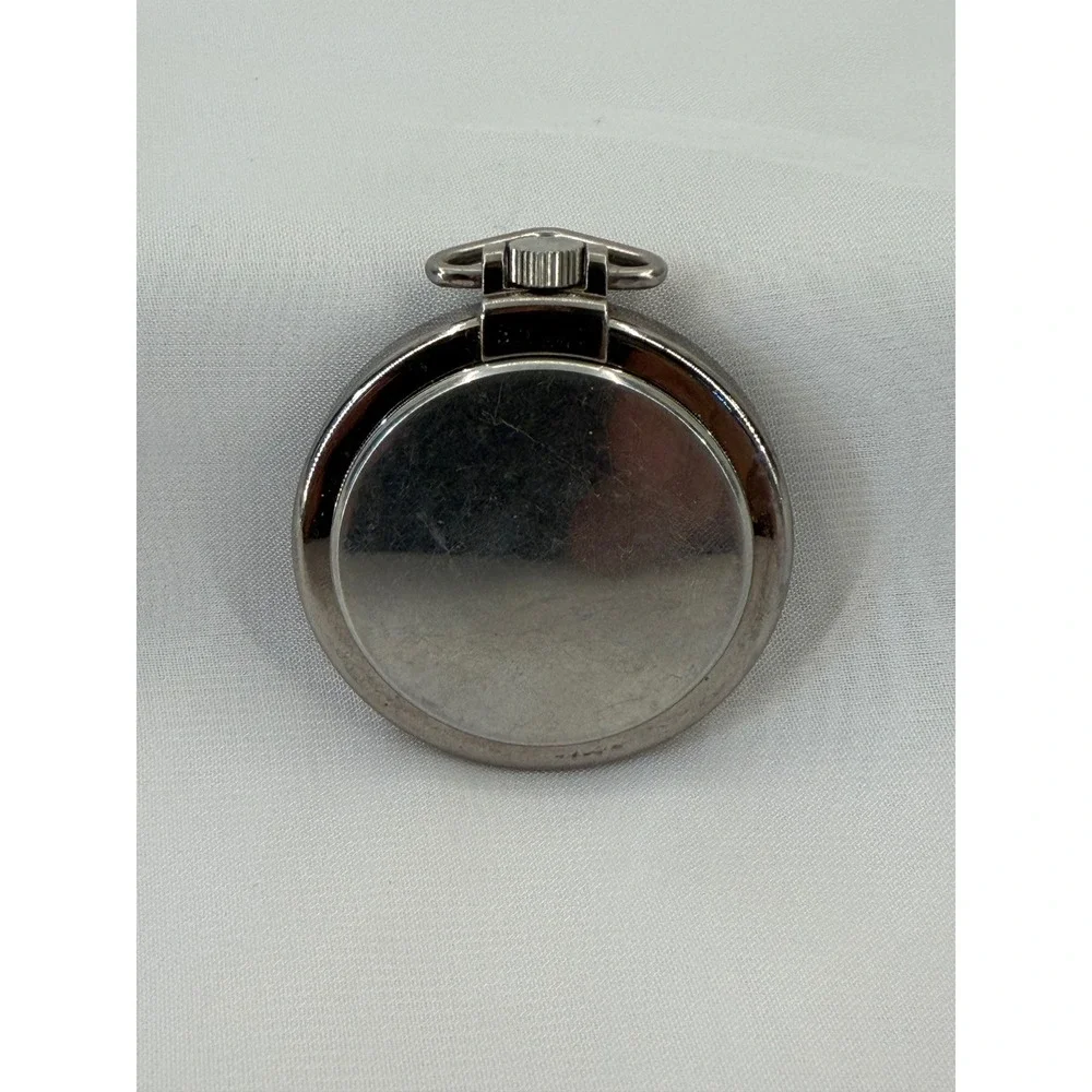 Swiss Army Victorinox Pocket Watch Silver Tone Red Bezel White Dial Swiss Made